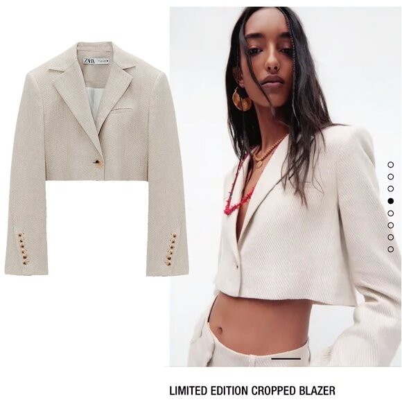 NEW Zara Limited Edition Linen Cropped Tweed Blazer Jacket, blogger Fav - Picture 2 of 16